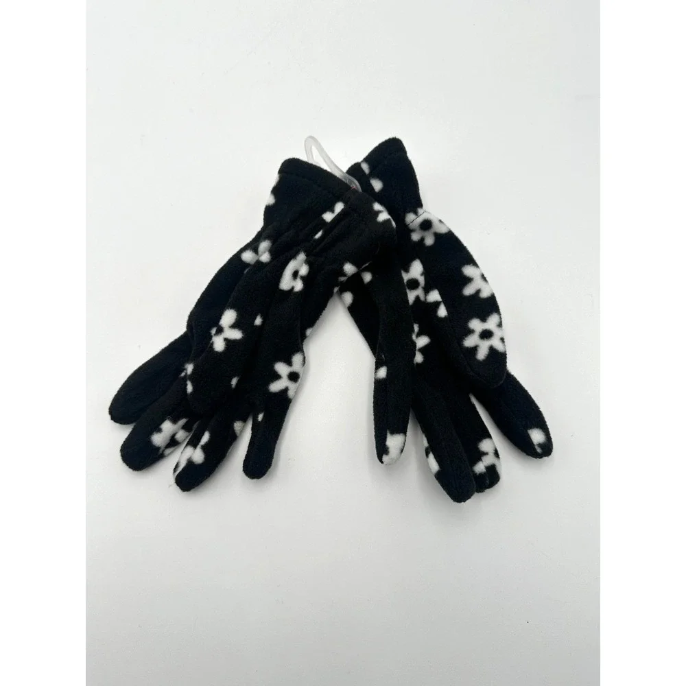 Cat And Jack Girls Black‎ Fleece Winter Gloves Size 4-7 NWT